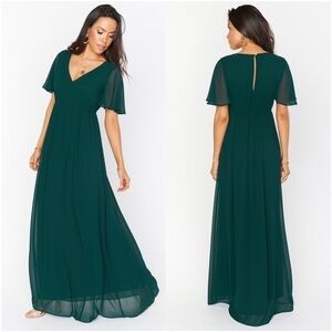 SHOW ME YOUR MUMU Emily Empire Maxi Dress In Emerald Chiffon